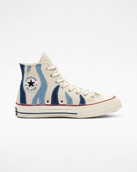 Zapatillas Altas Converse Chuck 70 Denim Mujer Beige Azules | PE 48L5PW